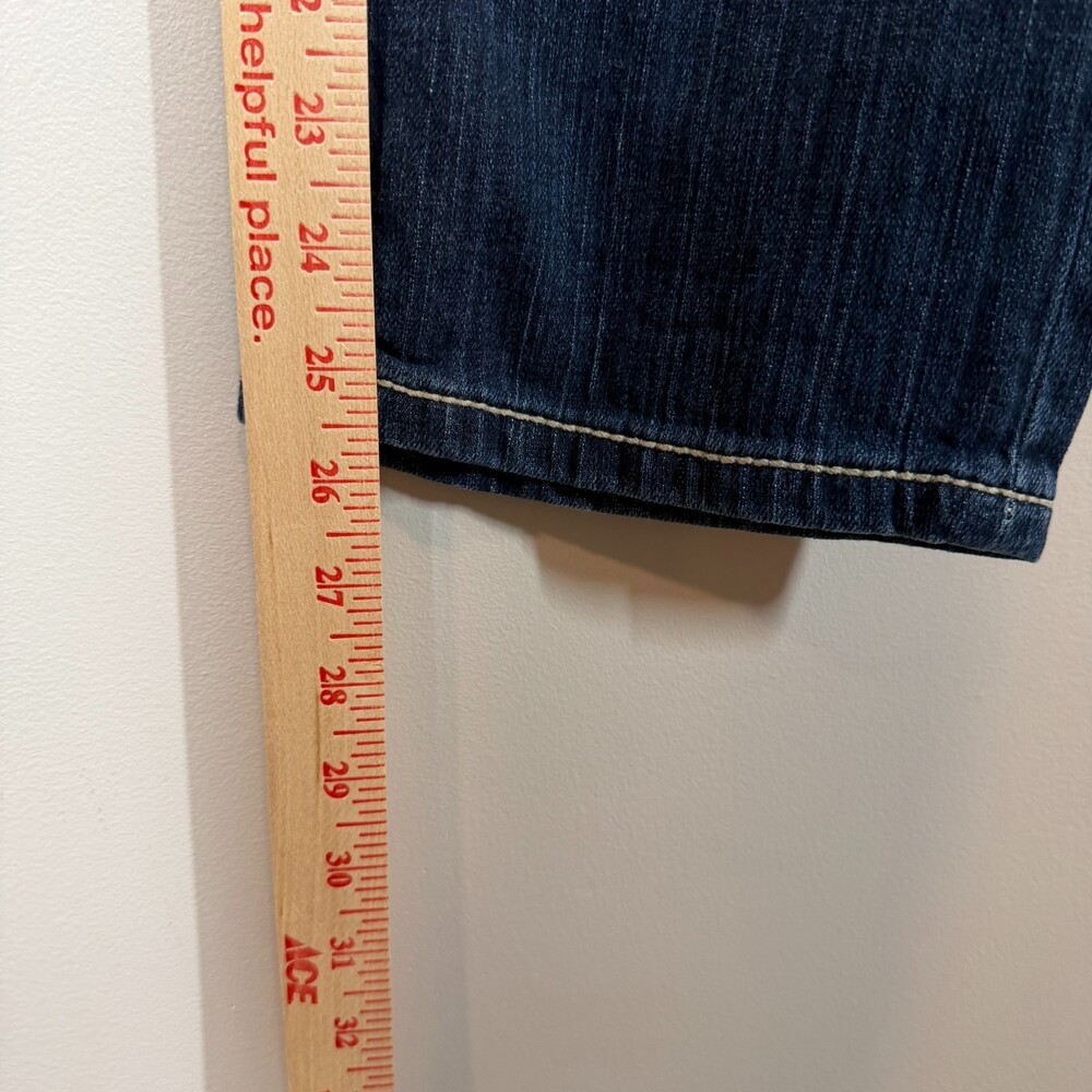 BKE Stella Dark Wash Denim Jeans Size 29 White Stitching Low Rise Y2K Buckle - Picture 8 of 10